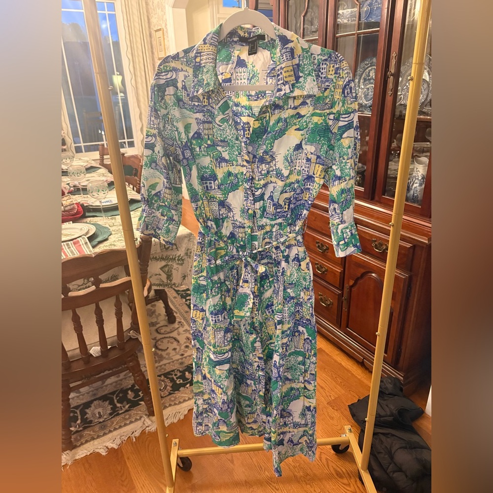 Forever 21 Green and Blue Printed Midi Dress